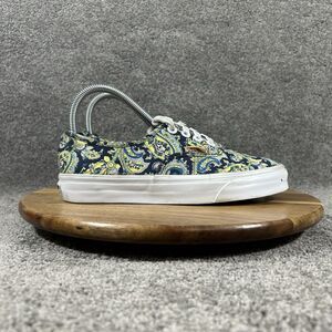 Vans Authentic Paisley Women’s Sz 7 Blue Green Low Top Athletic Skate Shoes Used